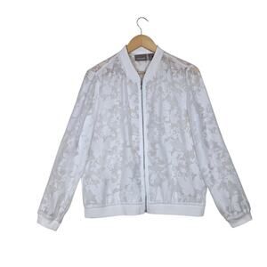 Chico’s Jacket Size 1 (Medium) White Floral Sheer Ethereal Romantic